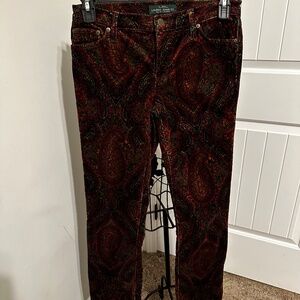 Ralph Lauren LAUREN Burgundy/Green Paisley Corduroy jeans - Size 4